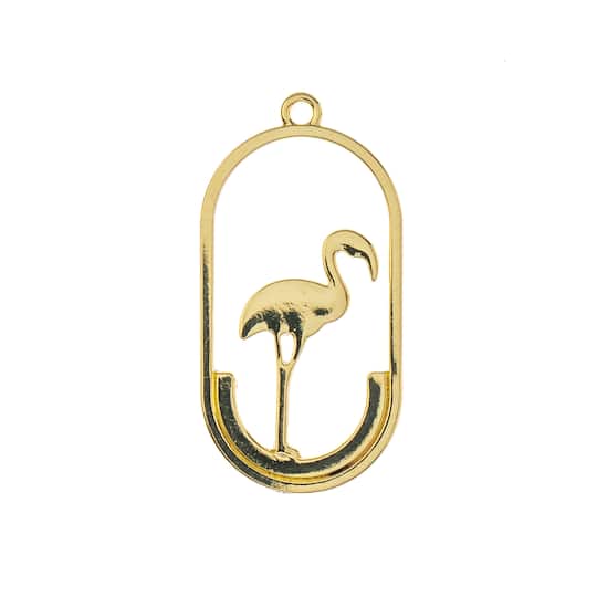 John Bead 30mm Gold Flamingo Beadwork Pendants, 4ct.